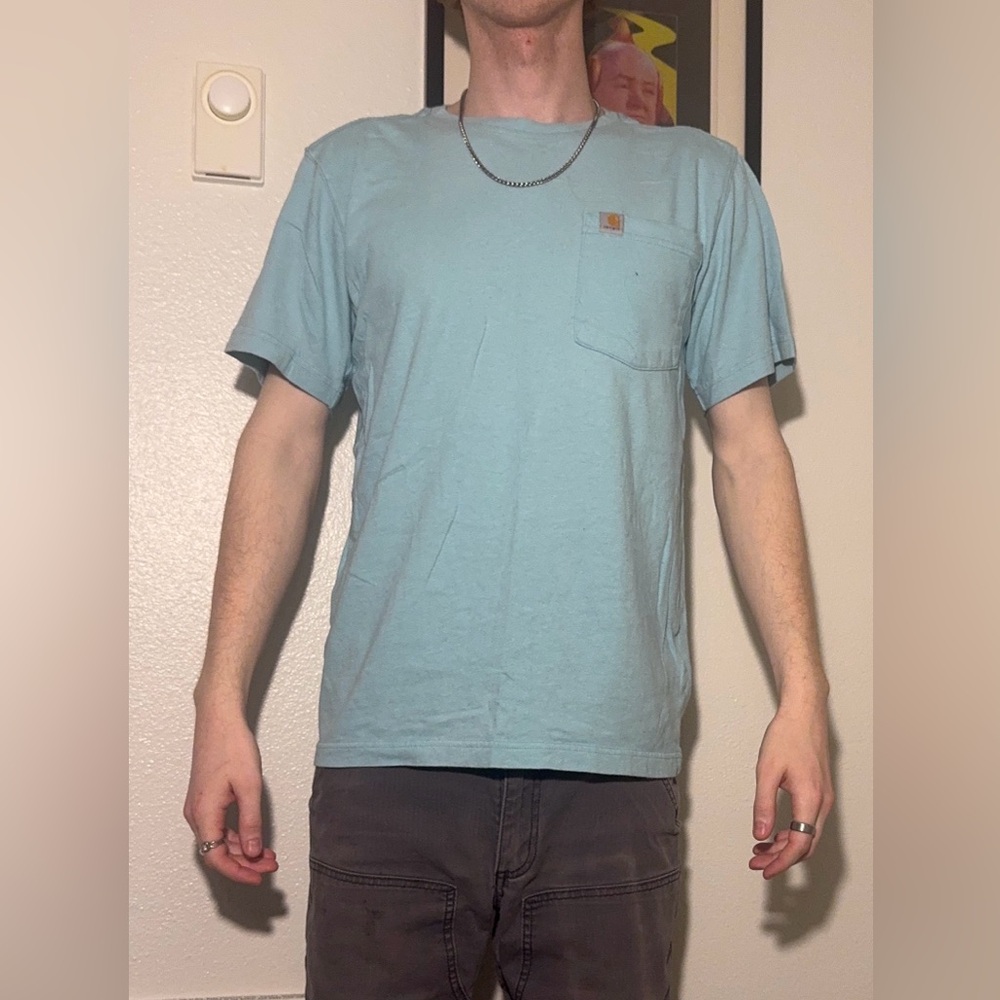Carhartt Men’s Pocket Tee in Light Aqua